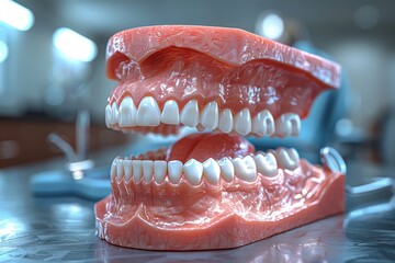 Close Up of a Model of Teeth