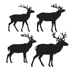 Obraz premium Deer silhouettes , roe deer silhouettes, deer head silhouettes, vector collection