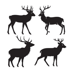 Naklejka na ściany i meble Deer silhouettes , roe deer silhouettes, deer head silhouettes, vector collection