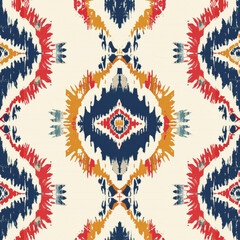 Fototapeta na wymiar Ethnic ikat seamless pattern geometric abstract designs with traditional motifs.