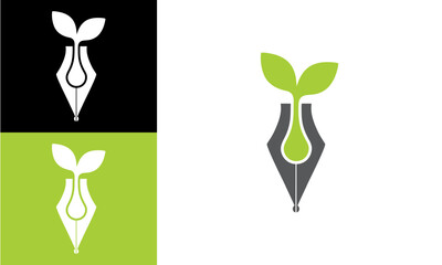 illustration  leaf with pen