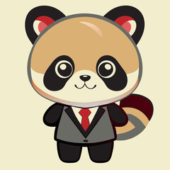 cute business panda man, vector illustration kawaii