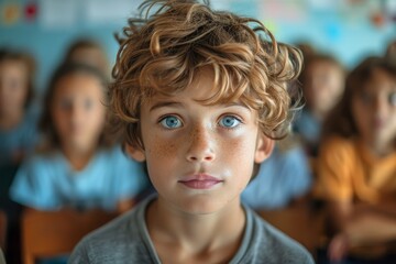 Naklejka premium Close Up of a Child With Blue Eyes