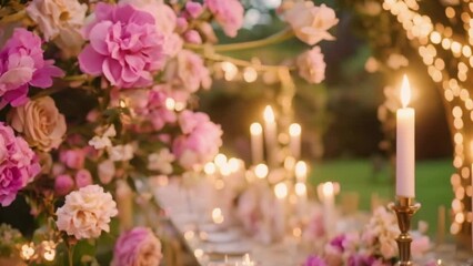 Wedding decoration with peonies, floral decor and event celebration, peony flowers and wedding ceremony in the garden, English country style