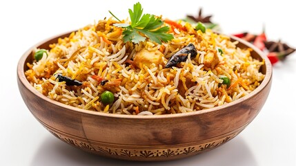 Indian Dum Biryani in White Background - Dum