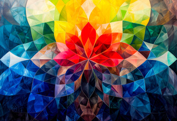 Colorful Geometric Mosaic Art Mandala Design.