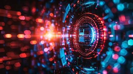 Illustrate the dynamic interplay of data in cybersecurity landscapes, guarding digital realms