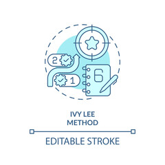 Ivy Lee method soft blue concept icon. Time management. Round shape line illustration. Abstract idea. Graphic design. Easy to use in infographic, promotional material, article, blog post