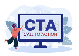 CTA - Call To Action acronym. business concept background. vector illustration concept with keywords and icons. lettering illustration with icons for web banner, flyer, landing page