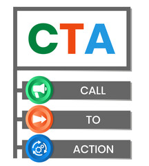 CTA - Call To Action acronym. business concept background. vector illustration concept with keywords and icons. lettering illustration with icons for web banner, flyer, landing page