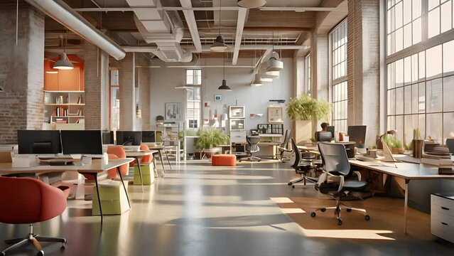A modern IT office without people a beautiful, technologically advanced space that promotes collaboration and creativity
