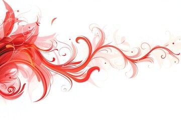 Red swirls banner isolated on white background Generative Ai 