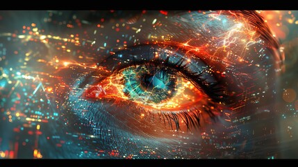 Fototapeta premium Immerse in the fusion of technology and art, where futuristic interfaces become canvases for digital expression