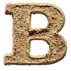 Textured Sand Letter B Isolated on Transparent or White Background, PNG