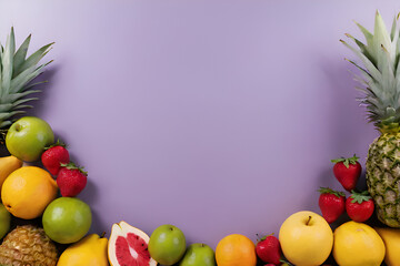 Fruits with copy-space collection background concept, blank space. Place to adding text blank copy space.