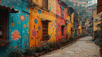 Fototapeta premium A Creative Street Art and Mural Showcase of Holi Themes and Hues
