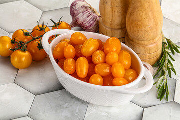 Marinated natural yellow cherry tomato