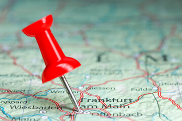 Frankfurt am Main pin on map of Germany