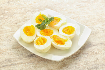 Boiled chicken egg for breakfast