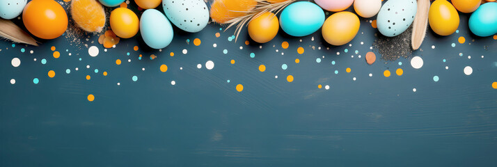 Vector illustration of top view easter Eggs banner, Poster for a Happy Easter day..