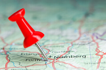 Nurnberg pin on map of Germany