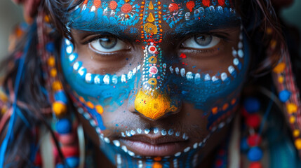 Faces with Colorful and Artistic Paintings for Holi Festival