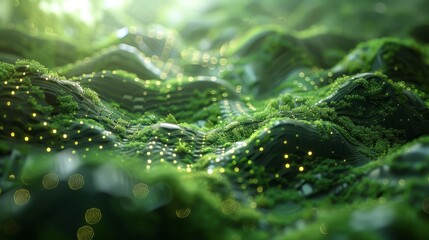 Visualize a future where technology and nature coexist, leading to a new era of environmental tech