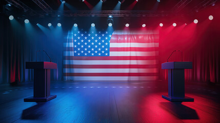 2024 USA presidential elections concept with american flag on background.