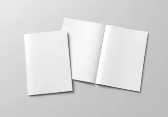 Foto op Canvas Magazine cover and open magazine mockup on white background. Empty brochure template on blank. 3D rendering © sdecoret