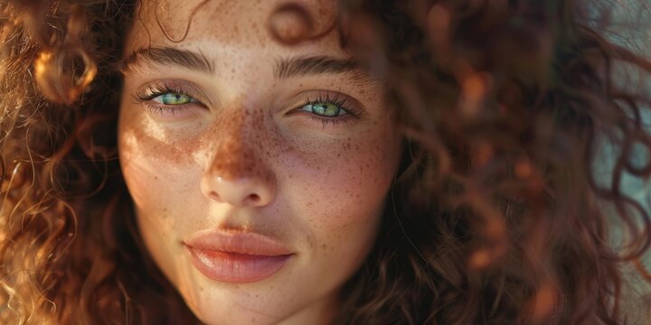 curly girl close-up Generative AI