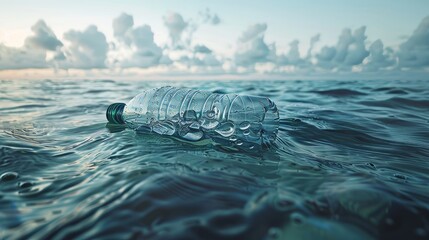Plastic water bottles pollution in ocean (Environment concept) - obrazy, fototapety, plakaty