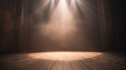 Close-up of an empty stage set for a modern dance performance, with dynamic lighting casting dramatic shadows - obrazy, fototapety, plakaty