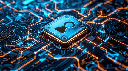 Fototapeta premium Capture the futuristic essence of cybersecurity in technology backgrounds, where innovation meets safeguarding data