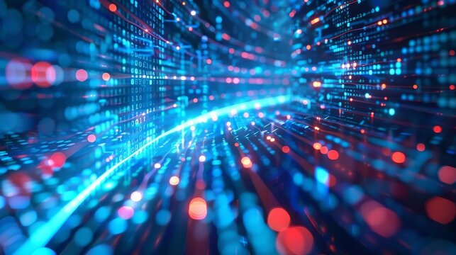 Convey the rhythm of data in motion through abstract technology backgrounds, capturing the pulse of the digital era