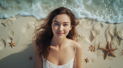 illustration young woman on the beach_41