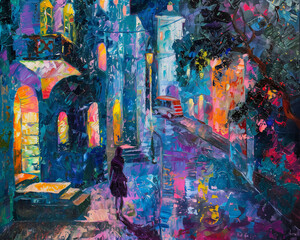 Classic Street Architecture Scene Colorful Oil Painting old style Drawing Technique Art HD Print 7200x5760 Neo Art V2 55