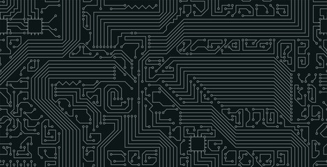 Seamless electronic circuit board with black background.