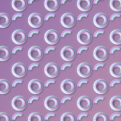 Purple background with a pattern of neon circles. 3d rendering illustration