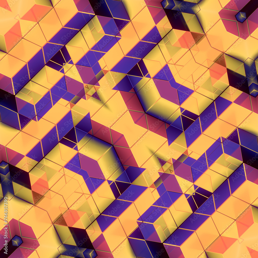 Poster Trendy abstract background with a composition of rectangular geometric shapes. 3d rendering digital illustration