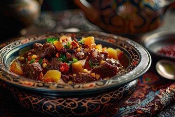 Moroccan Lamb Tajine, Traditional Meat Stew, Morocco Tagine, Arabic Marqa, Moroccan Lamb