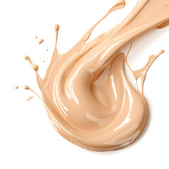 Liquid makeup foundation cream splash isolated on white background. Cream texture - obrazy, fototapety, plakaty
