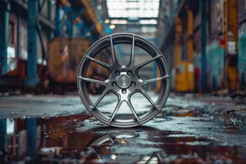 Afwasbaar Fotobehang Motorfiets An industry-grade alloy wheel for transportation