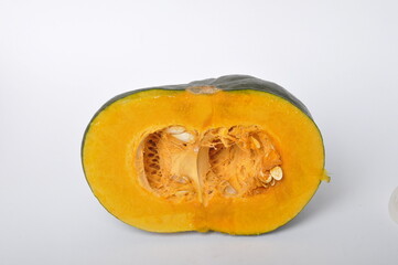 green pumpkin on a white background