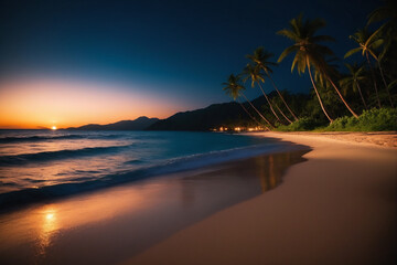 Fototapeta na wymiar Tropical night beach abstract background. Summer vacation concept
