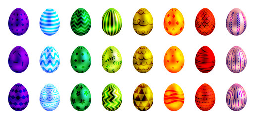 Easter egg set, 3D egg, colored Easter egg, painted pattern