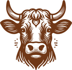 Cow Head vector, isolated on white background, Farm animal