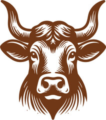Cow Head vector, isolated on white background, Farm animal