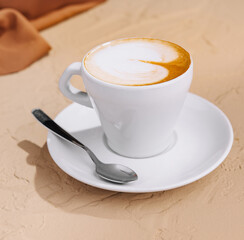 Cup of cappuccino on top view