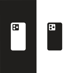 Smartphone vector icon for background graphic design. Modern black vector illustration of mobile gadget in flat style. Phone display with white screen isolated on white background.