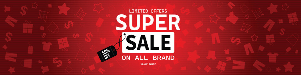 Sale banner template design . Super Sale, end of season special offer banner. vector illustration.